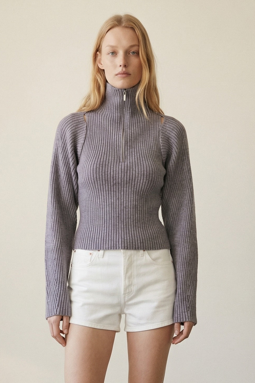 Front Half Zip Knit Top and Bolero Sets