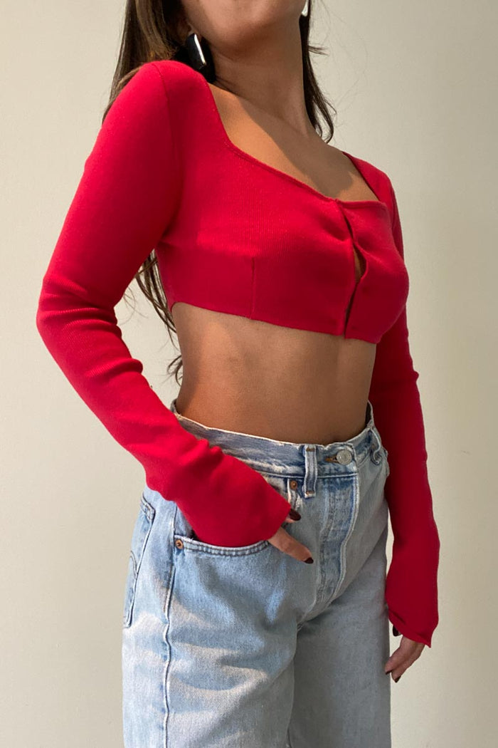 Ribbed Cotton Hook And Eye Top
