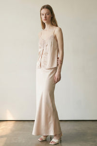 Satin with Lace Insert Cami and Skirt Sets
