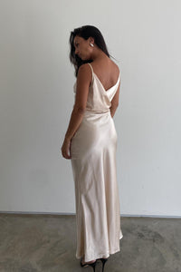 Satin Cowl Back Maxi Dress