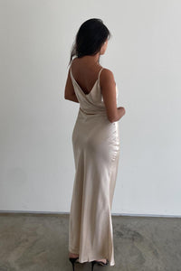 Satin Cowl Back Maxi Dress