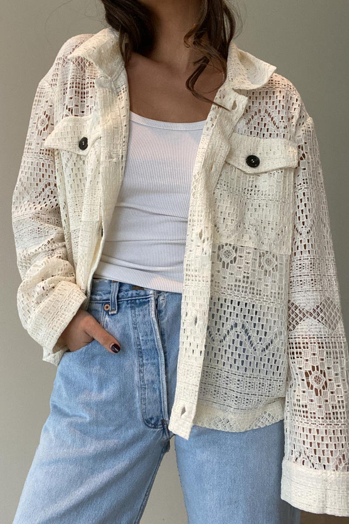 Lace Knit Button Front Jacket