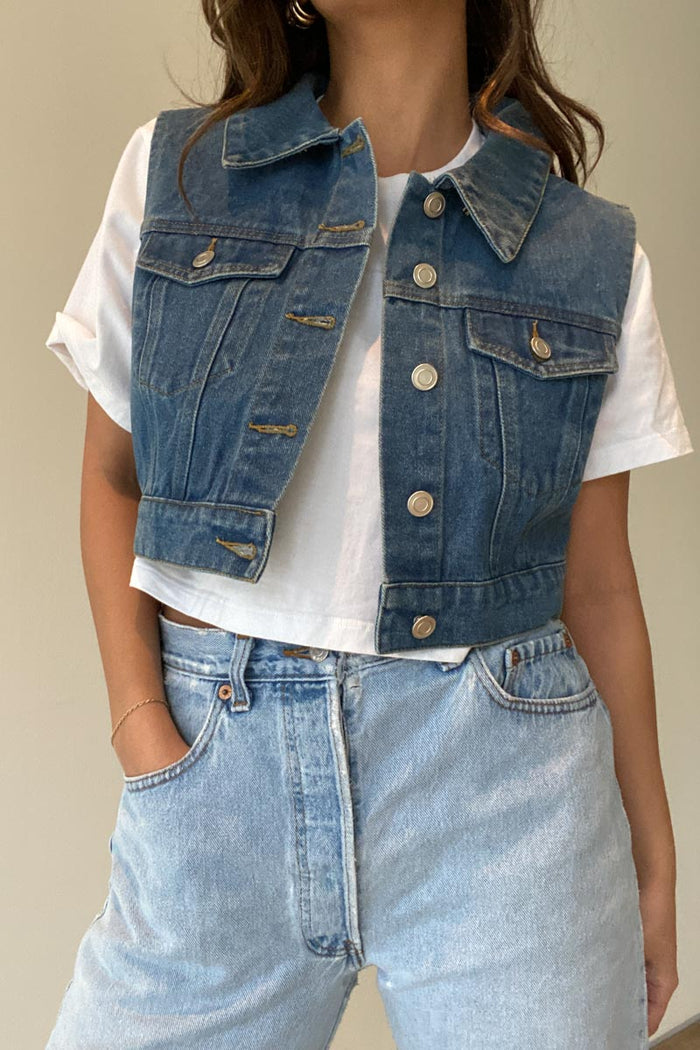 Washed Denim Trucker Vest