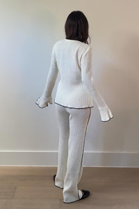 Crinkle Front Tie Top & Pants Set