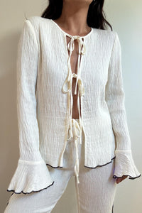 Crinkle Front Tie Top & Pants Set