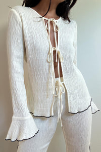 Crinkle Front Tie Top & Pants Set