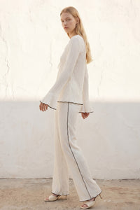 Crinkle Front Tie Top & Pants Set