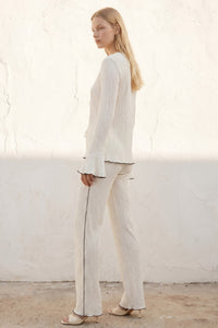 Crinkle Front Tie Top & Pants Set