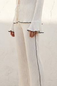 Crinkle Front Tie Top & Pants Set