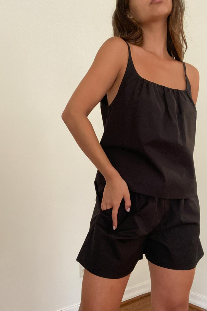 Poplin Square Neck Tank And Shorts Set