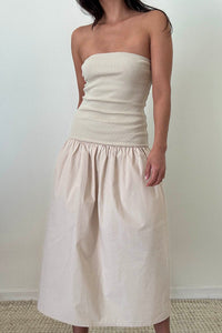 Ribbed Knit Strapless Midi Dress