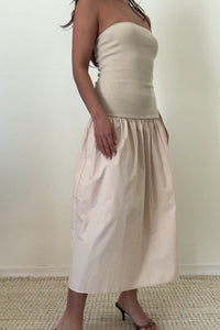 Ribbed Knit Strapless Midi Dress