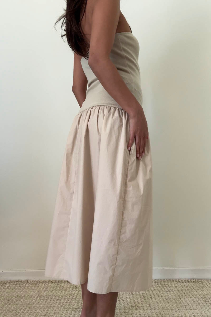 Ribbed Knit Strapless Midi Dress