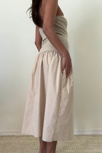Ribbed Knit Strapless Midi Dress