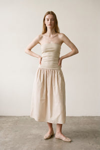 Ribbed Knit Strapless Midi Dress