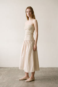 Ribbed Knit Strapless Midi Dress