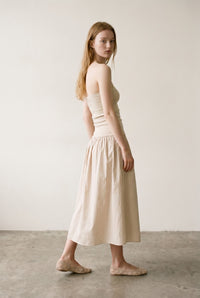 Ribbed Knit Strapless Midi Dress