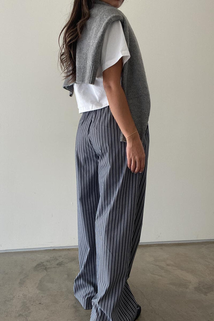 Stripe Straight Wide Leg Pants - TheOures