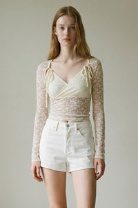 Floral Lace Open-arm Slits Top