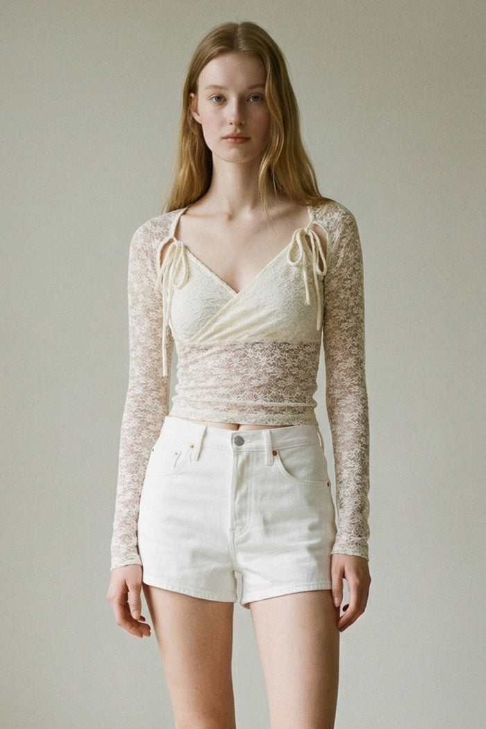 Floral Lace Open-arm Slits Top