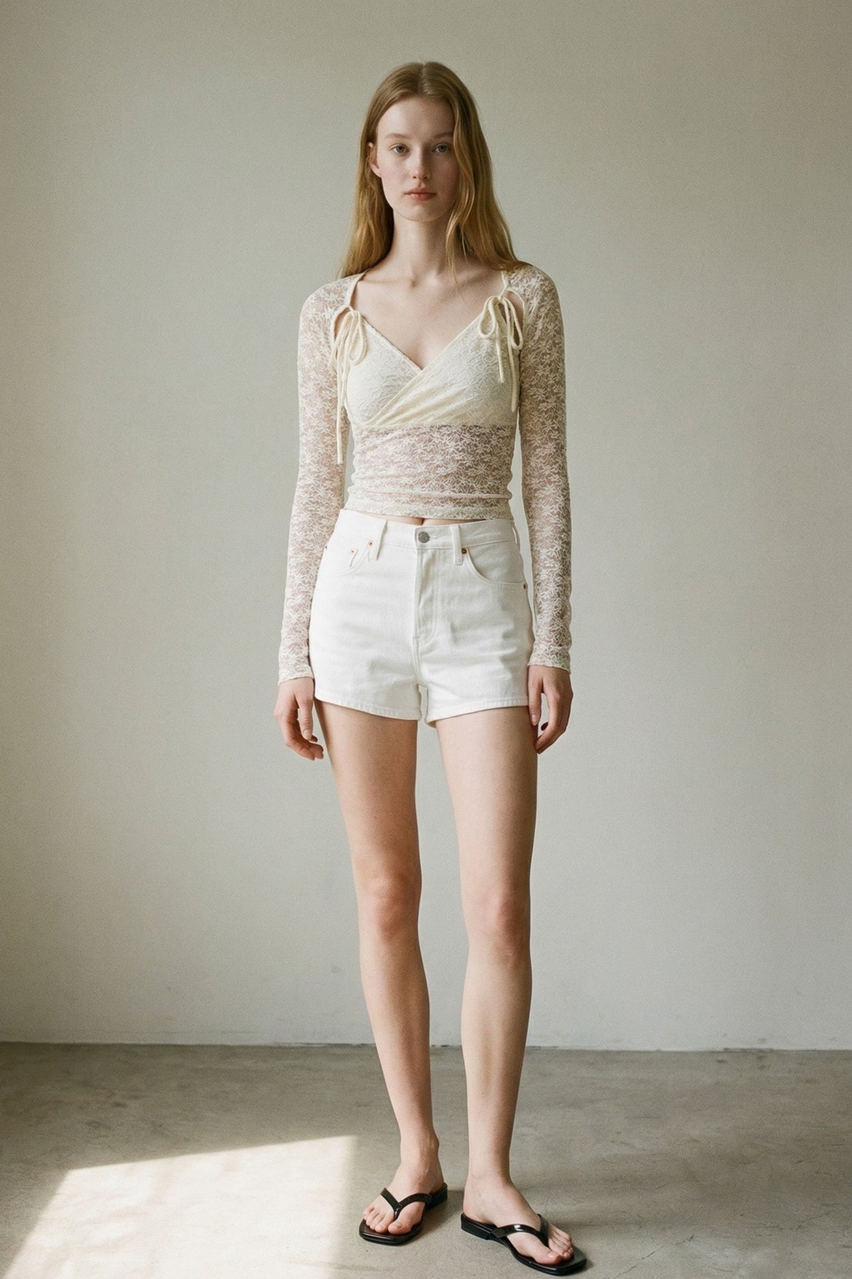 Floral Lace Open-arm Slits Top