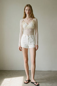 Floral Lace Open-arm Slits Top