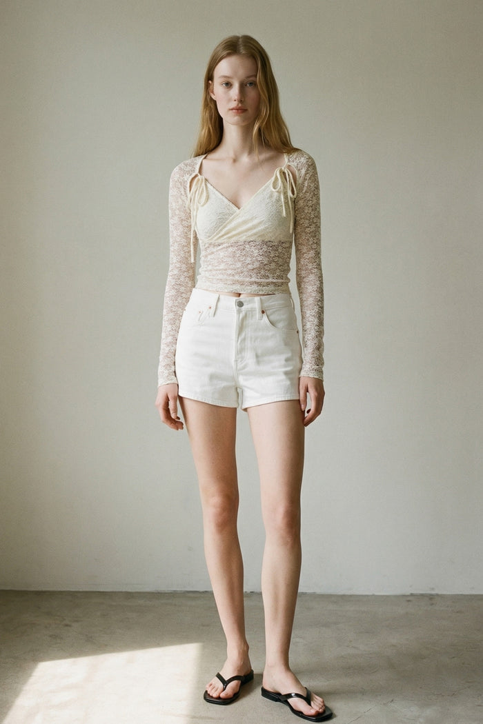 Floral Lace Open-arm Slits Top