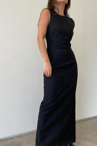 Woven Denim Midi Dress