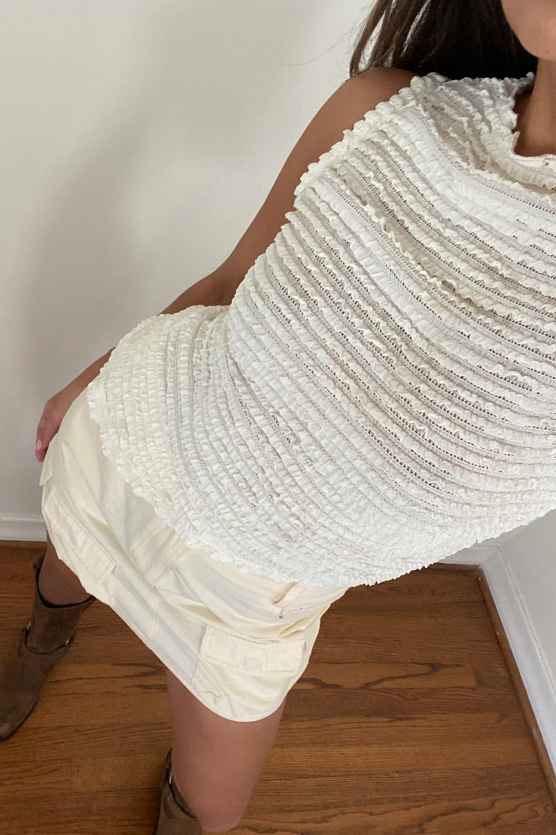 Textured Knit Asymmetrical Hem Sleeveless Top