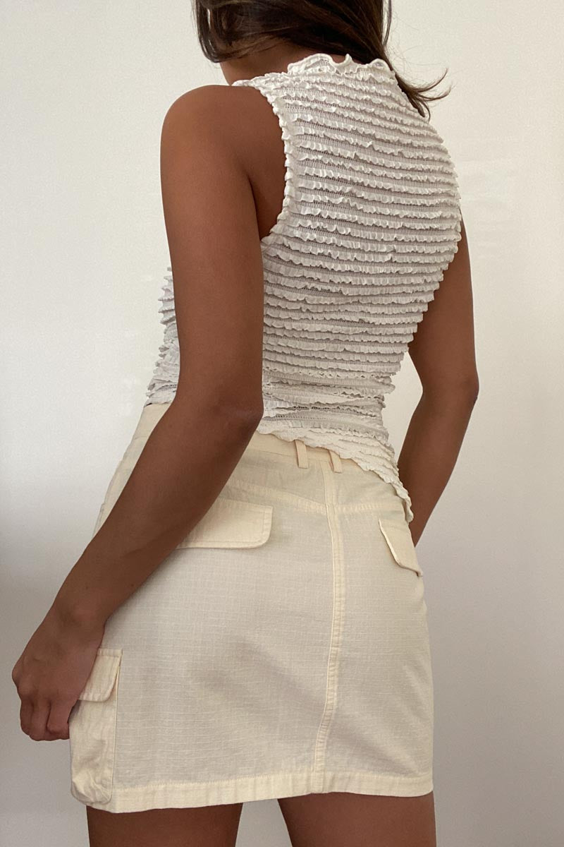 Textured Knit Asymmetrical Hem Sleeveless Top
