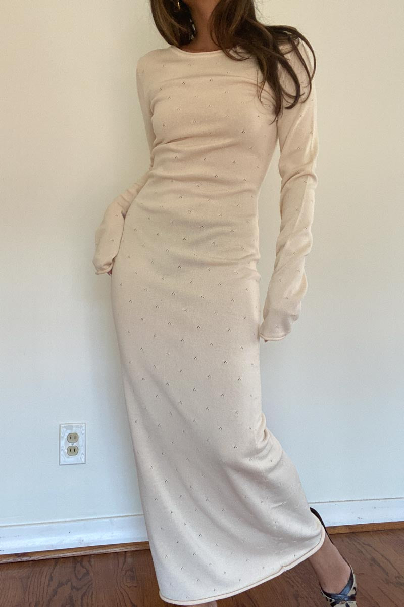 Pointelle Knit Maxi Dress