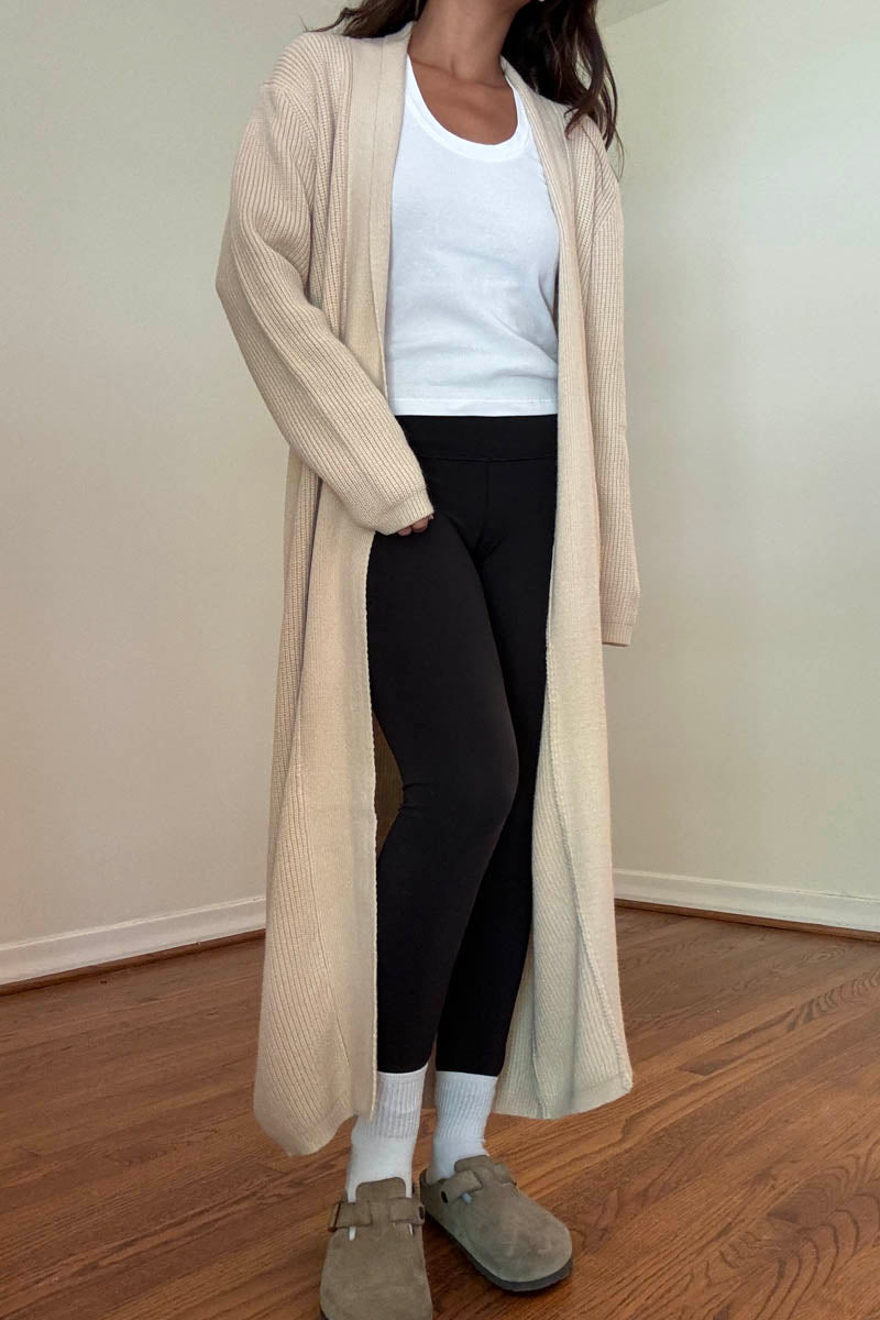 Knit Open Front Waist Tie Cardigan