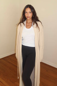 Knit Open Front Waist Tie Cardigan