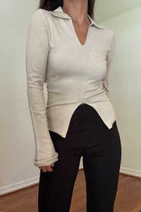 Front Slit Collared Sweater