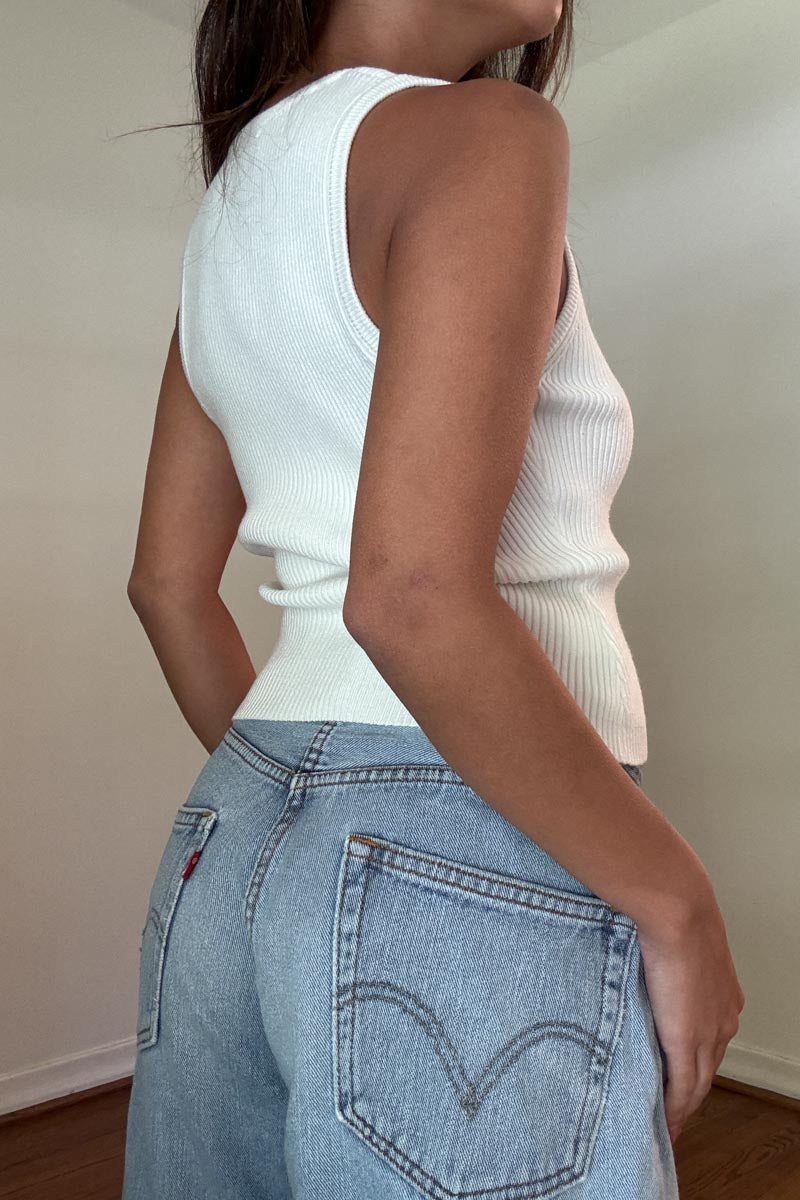 Fitted Hook Closure Knit Top