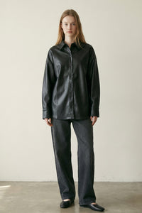 PU Oversized Shirt Jacket