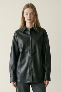 PU Oversized Shirt Jacket
