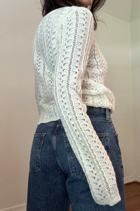 Wool Blended Crochet Knitted Long Sleeve Top