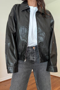 Oversized Distressed Pu Jacket