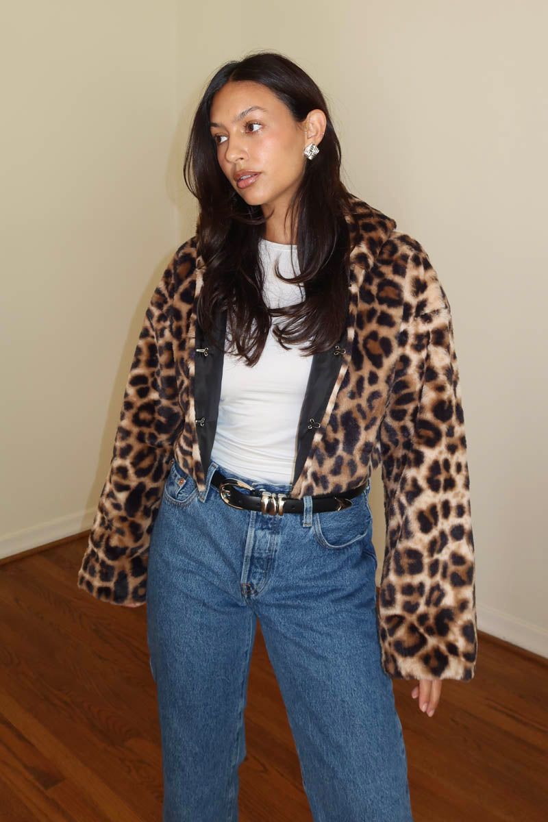 Faux Fur Cropped Hood Jacket