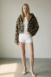 Faux Fur Cropped Hood Jacket