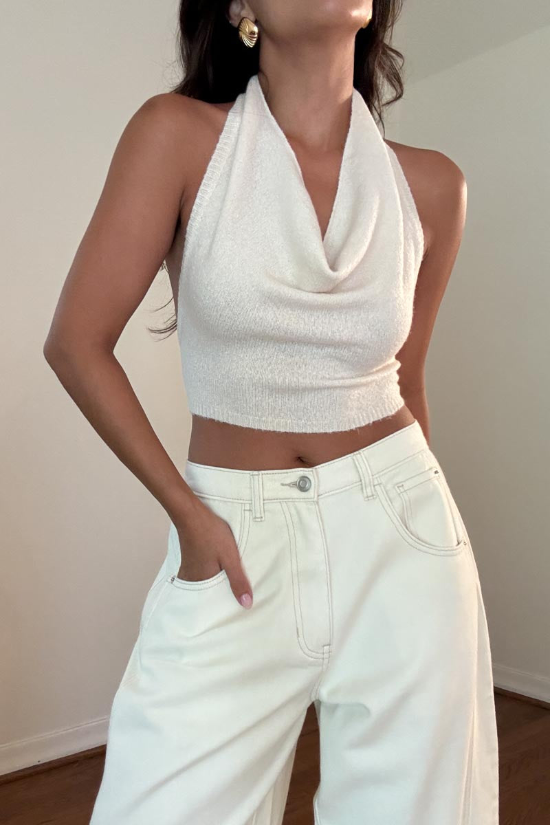 Knit Openback Halter Neck Top