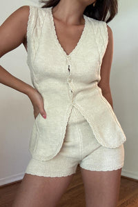 Knit Button Front Vest W/ Shorts Sets