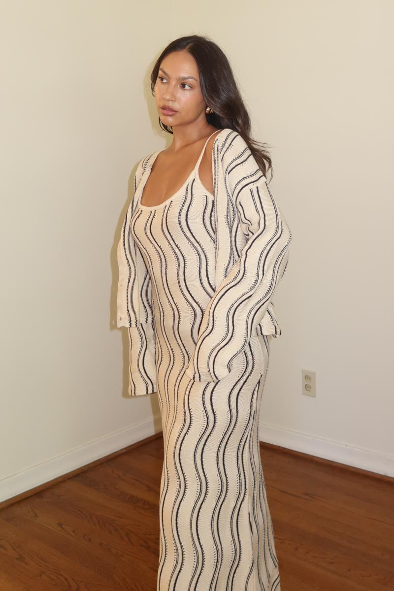 Knit Maxi Dress and Cardigan Sets