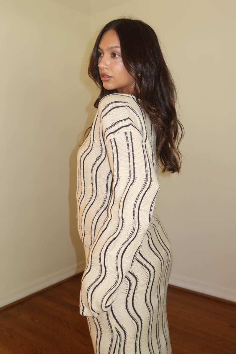 Knit Maxi Dress and Cardigan Sets