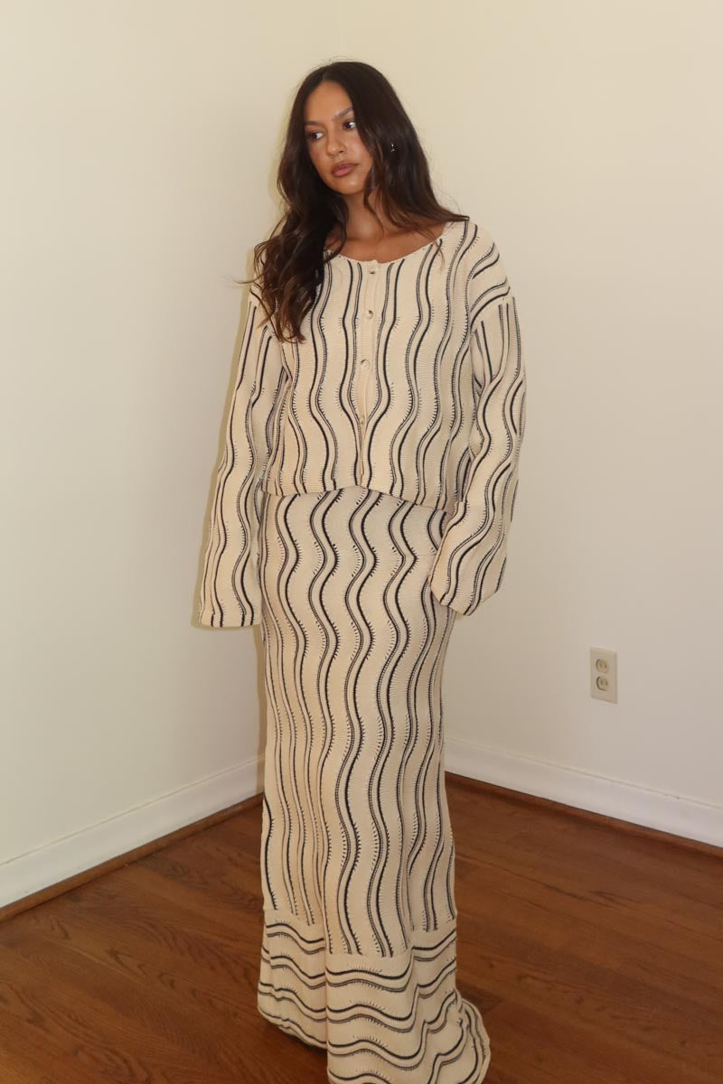 Knit Maxi Dress and Cardigan Sets