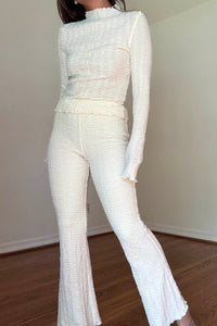 Textured High Neck Top & Flared Pants Sets