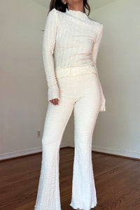 Textured High Neck Top & Flared Pants Sets