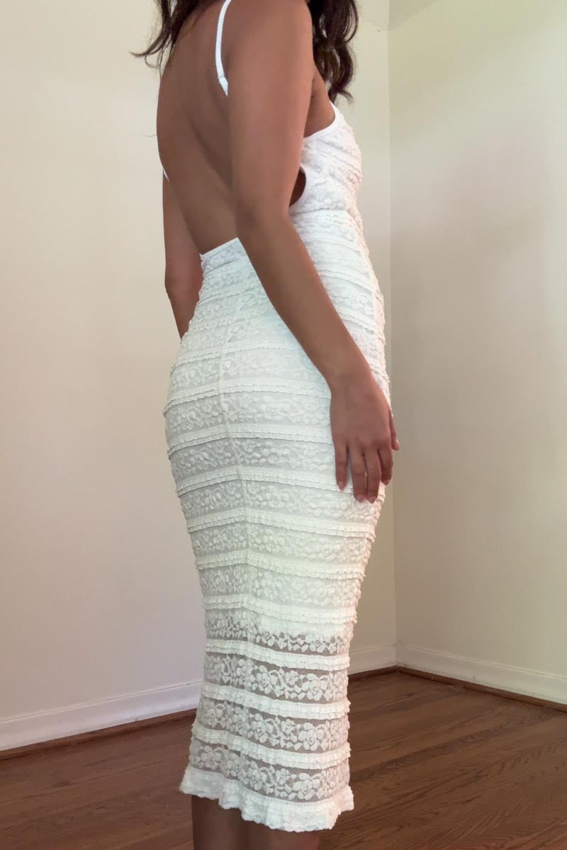 Stretch Lace Midi Dress