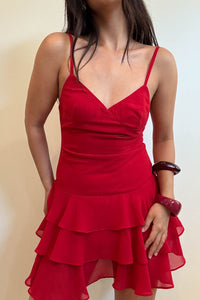 Chiffon Ruffle Hem Mini Dress